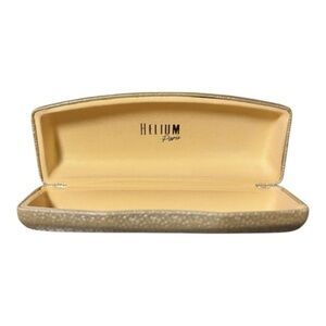 NEW Helium Paris Textured Light Gold Hard Eyeglass Case